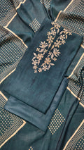 Teal Blue Bandhani Unstitched Suit Set