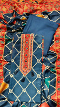 Royal Bandhani Elegance Gajji Silk Unstitched Suit Set
