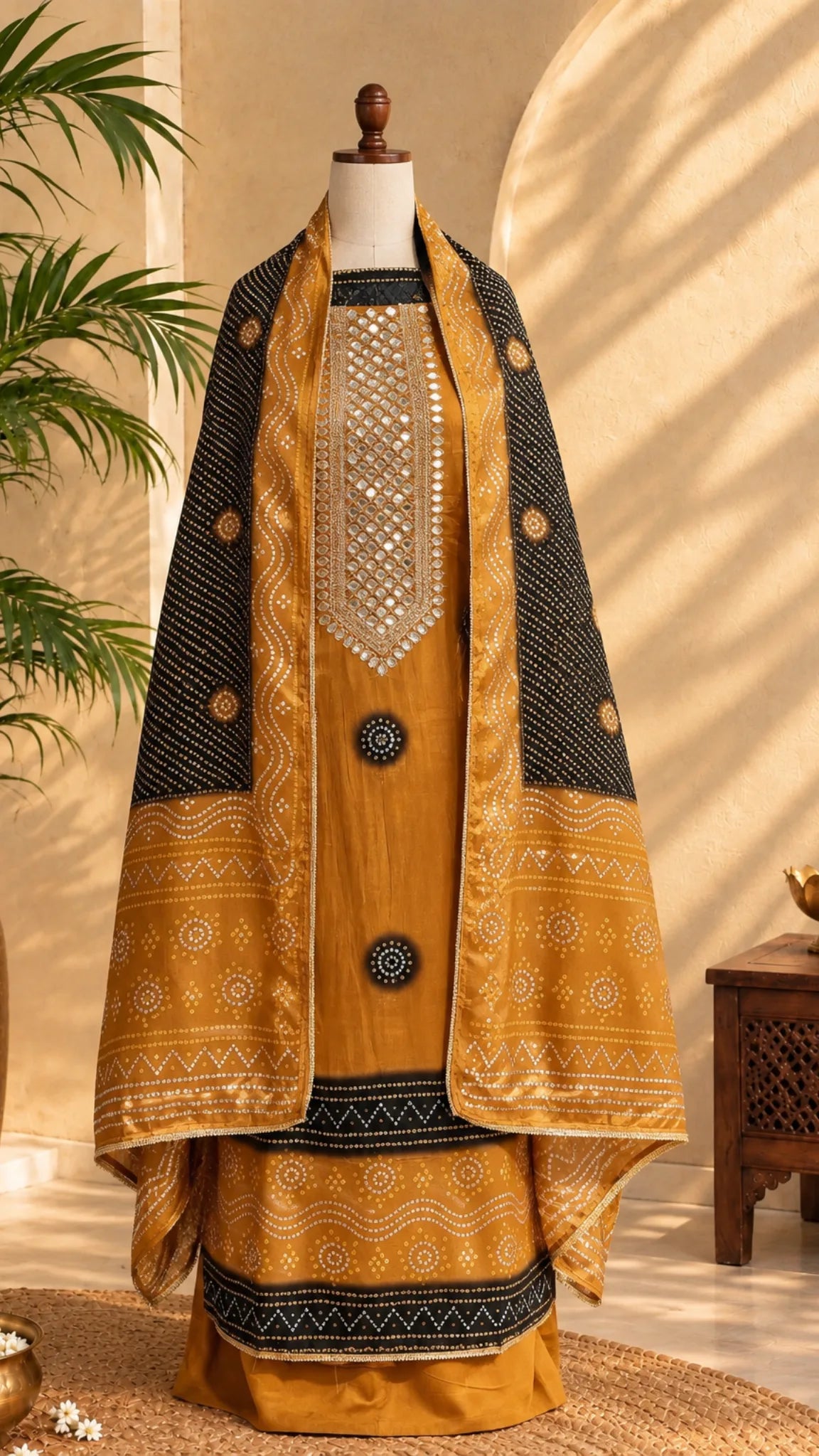 Heritage Bloom Gajji Silk Unstitched Suit Set
