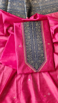 Pink Chanderi Zari Weave Unstitched Suit Set