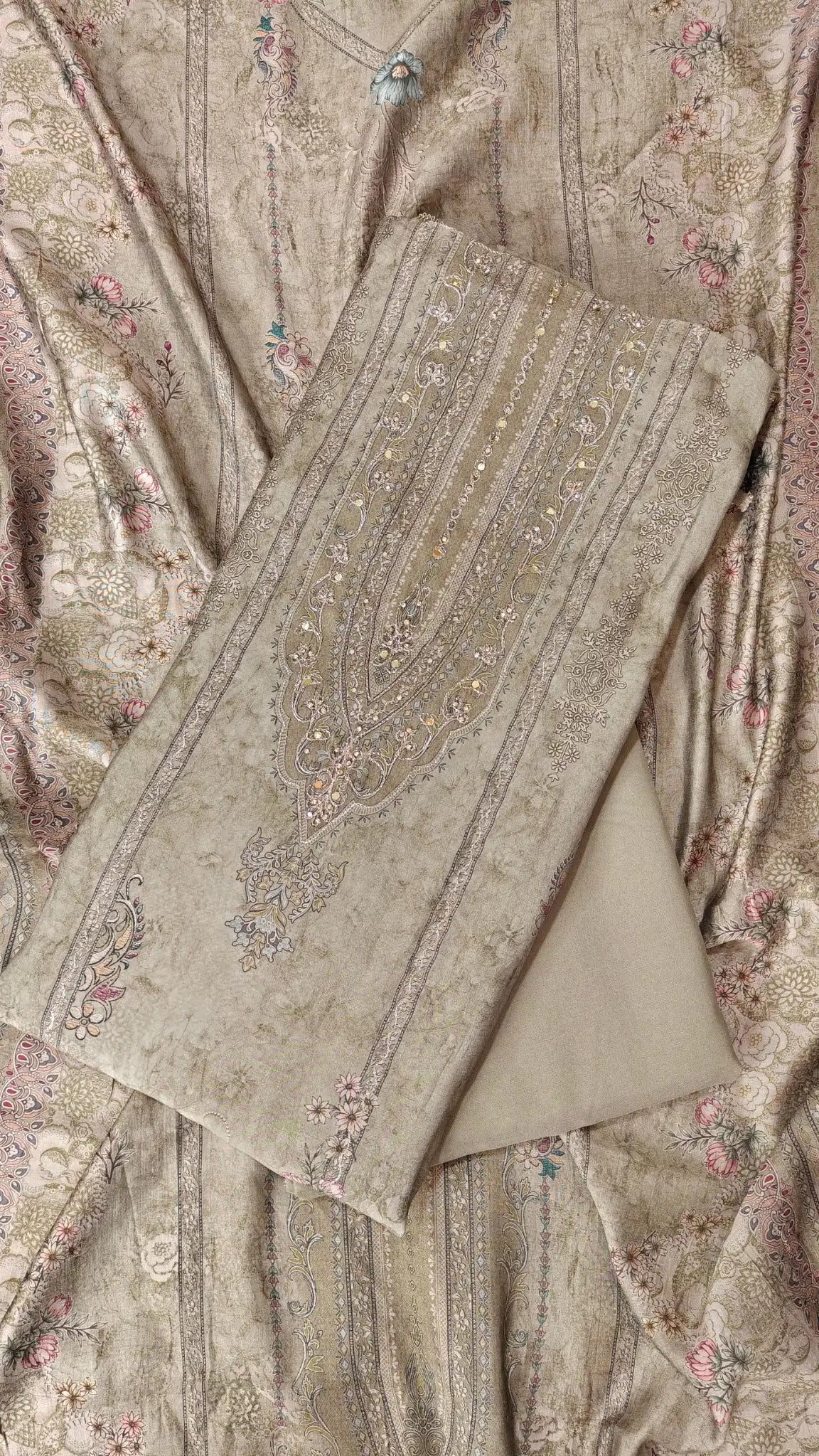 Mineral Green Kashmiri Embroidered Unstitched Suit Set