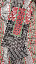 Charcoal Black Ajrakh Print Unstitched Suit Set