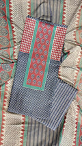 Indigo Blue Ajrakh Print Unstitched Suit Set