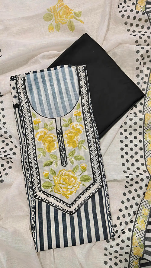Black & Bloom Unstitched Suit Set