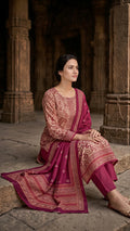 Royal Magenta Heritage Unstitched Suit Set