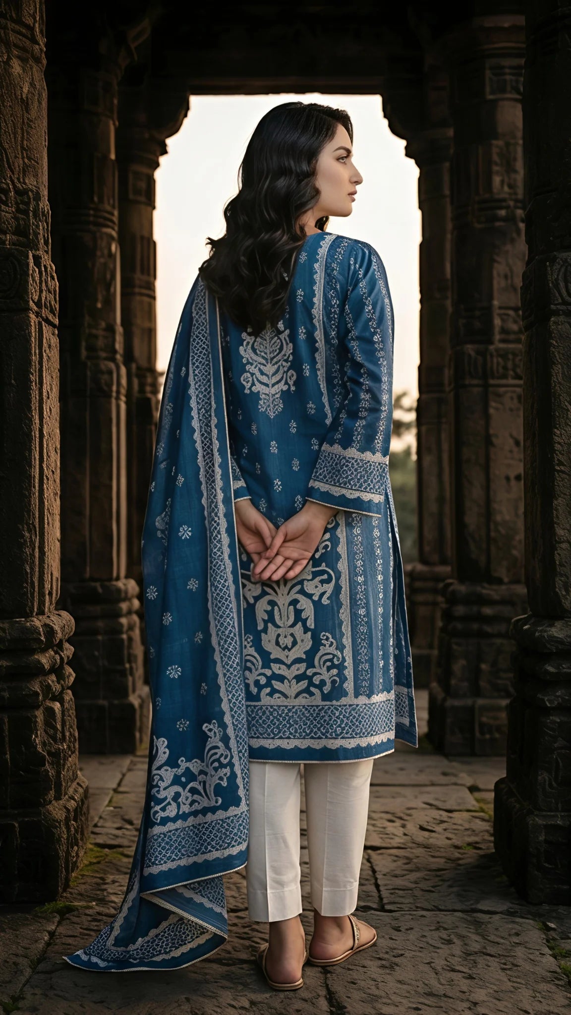 Neelika Ivory Print Suit Set