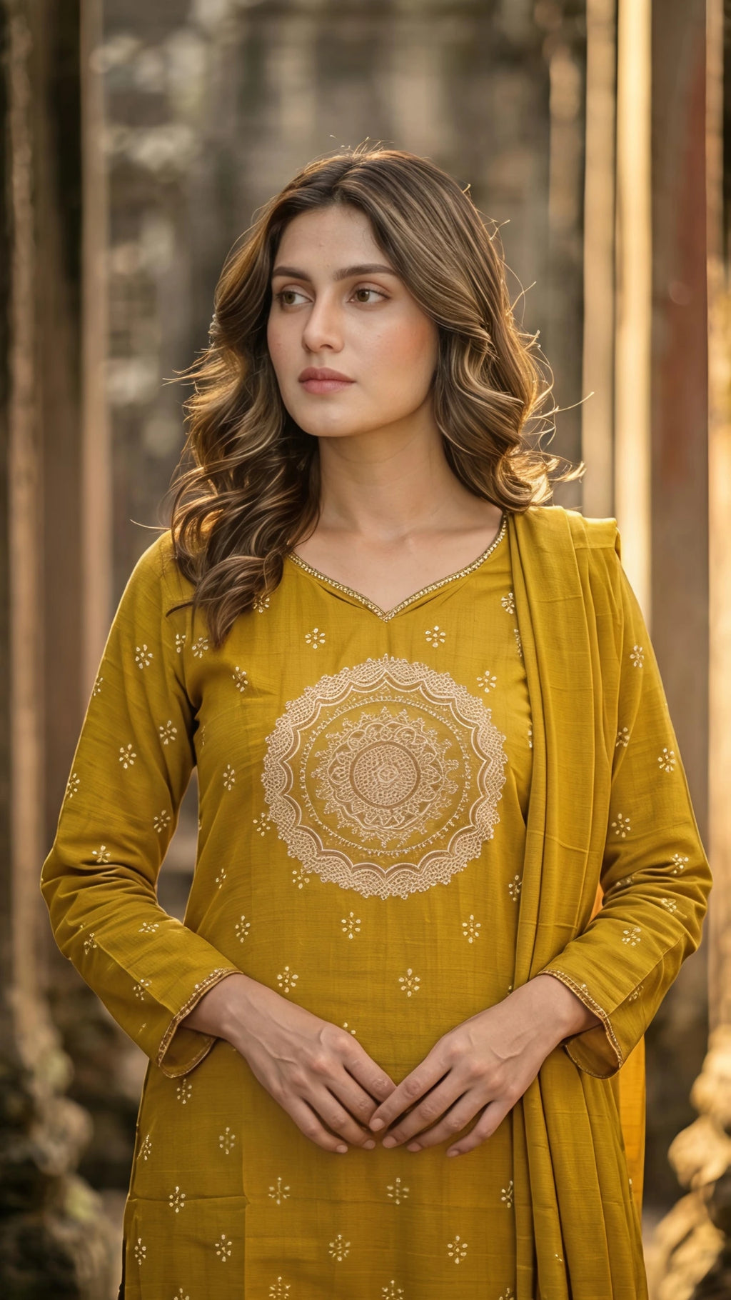 Mustard Heritage Bloom Suit Set