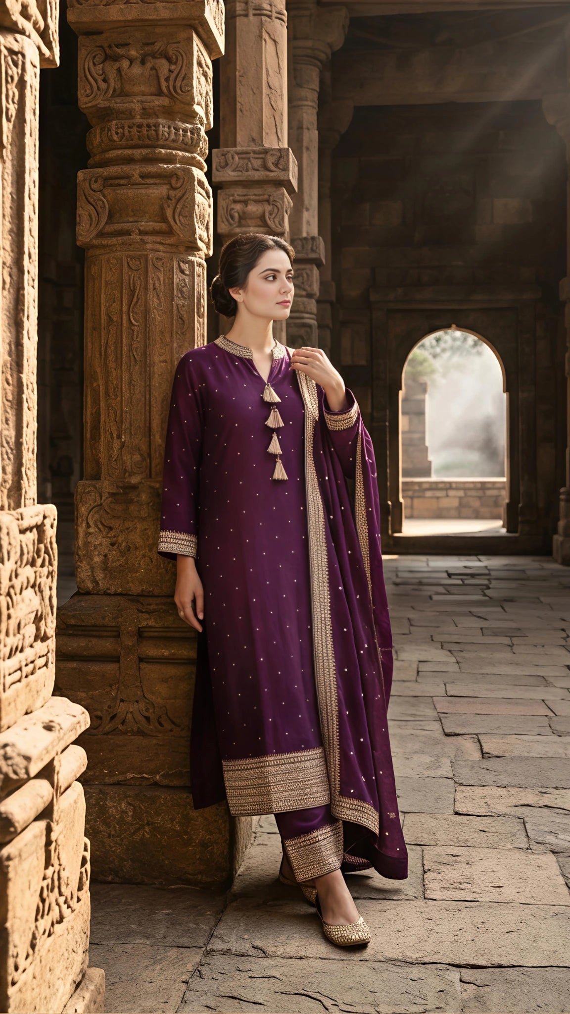 Royal Amethyst Embellished Suit Set