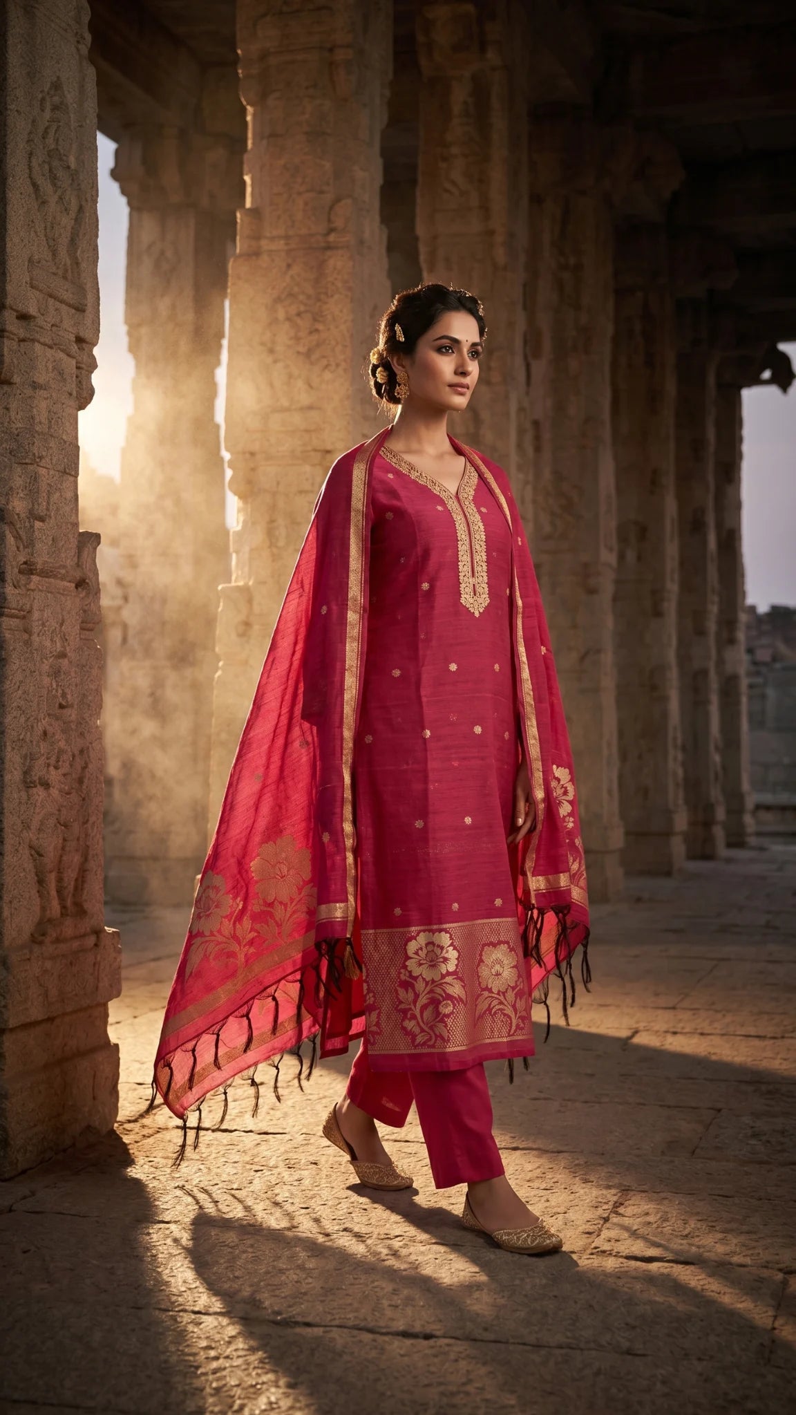 Rani Pink Regal Silk Suit Set