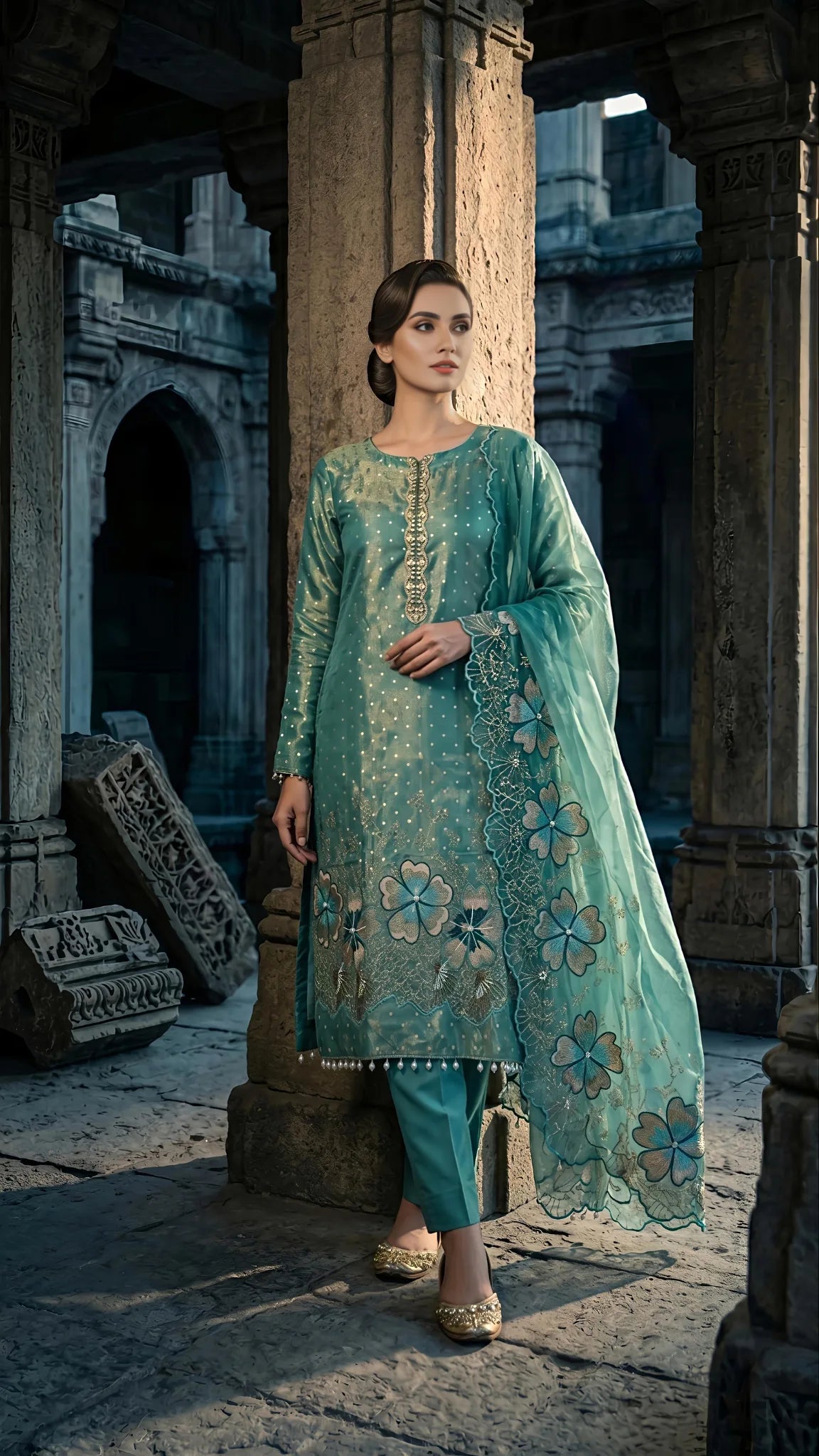 Aqua Meher Floral Grace Suit Set