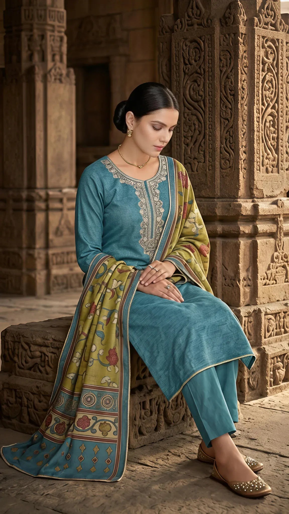 Teal Blossom Heritage Suit Set