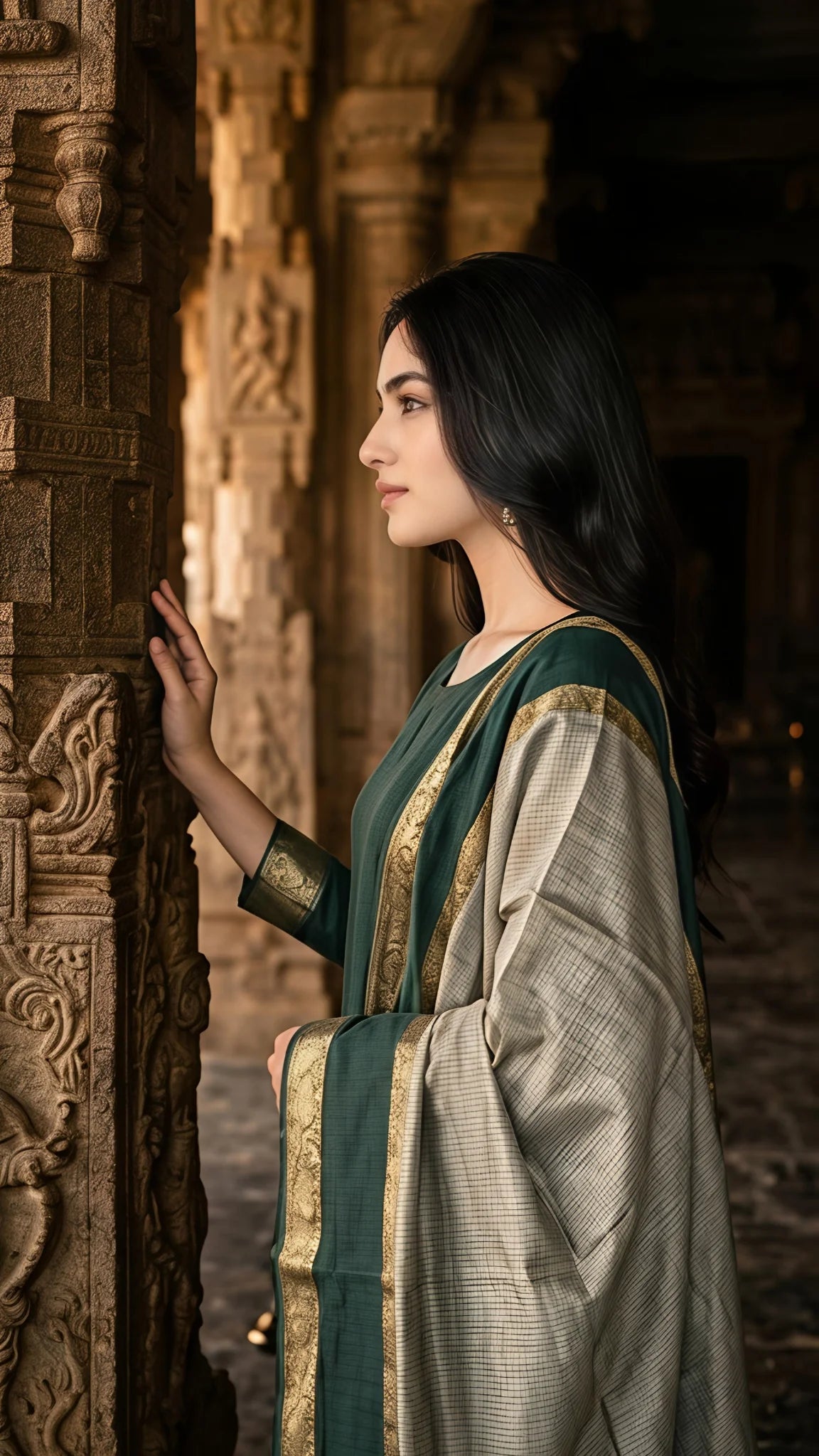 Emerald Rajsi Silk Suit Set