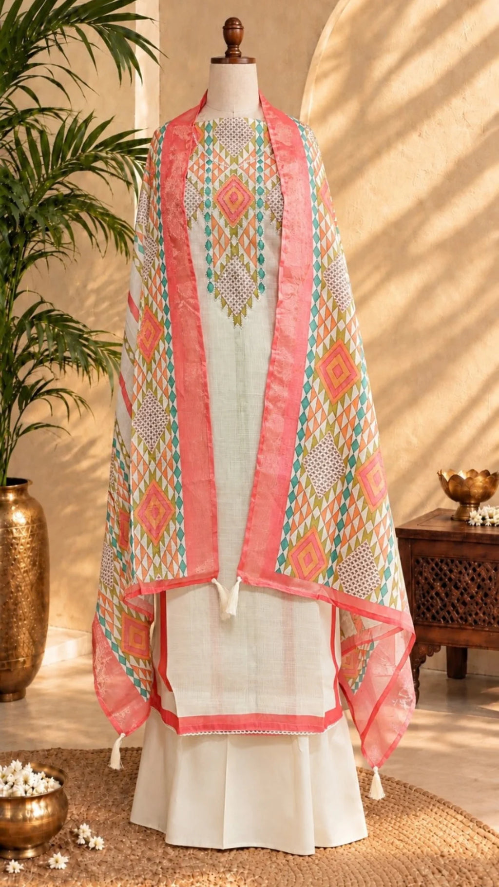 Graceful Pattern Unstitched Suit Set