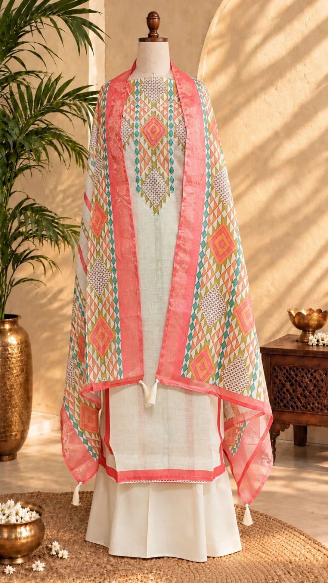 Graceful Pattern Unstitched Suit Set