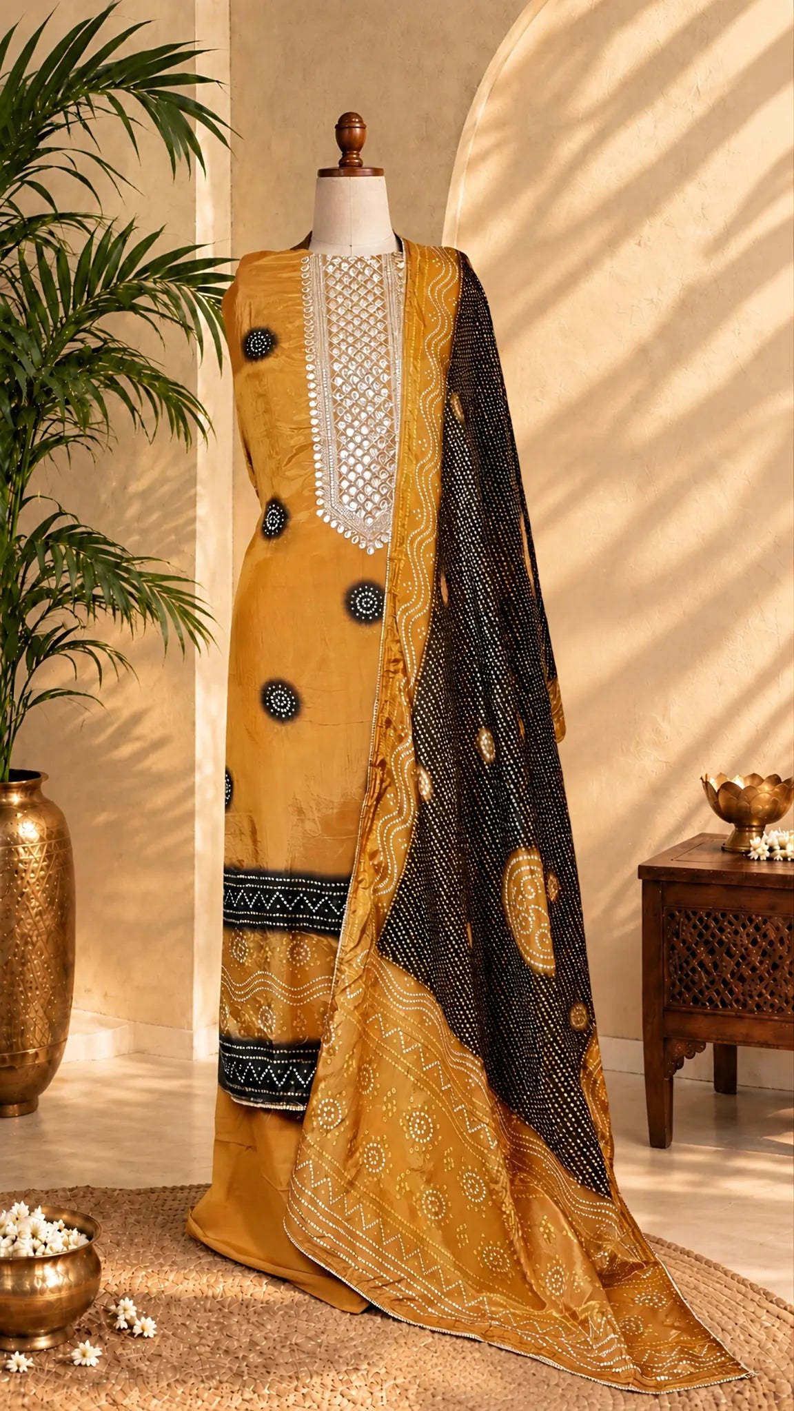 Heritage Bloom Gajji Silk Unstitched Suit Set