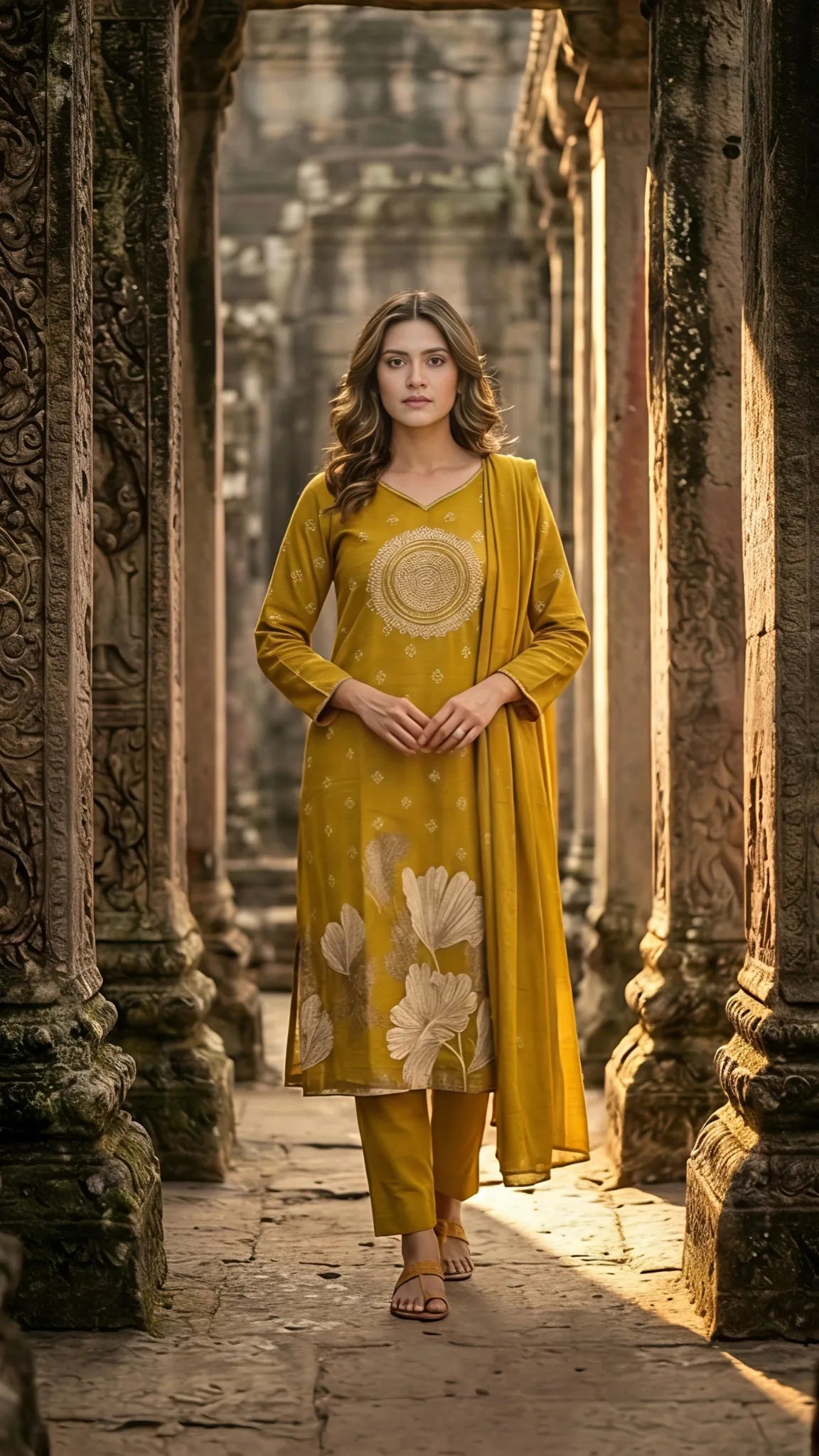 Mustard Heritage Bloom Suit Set