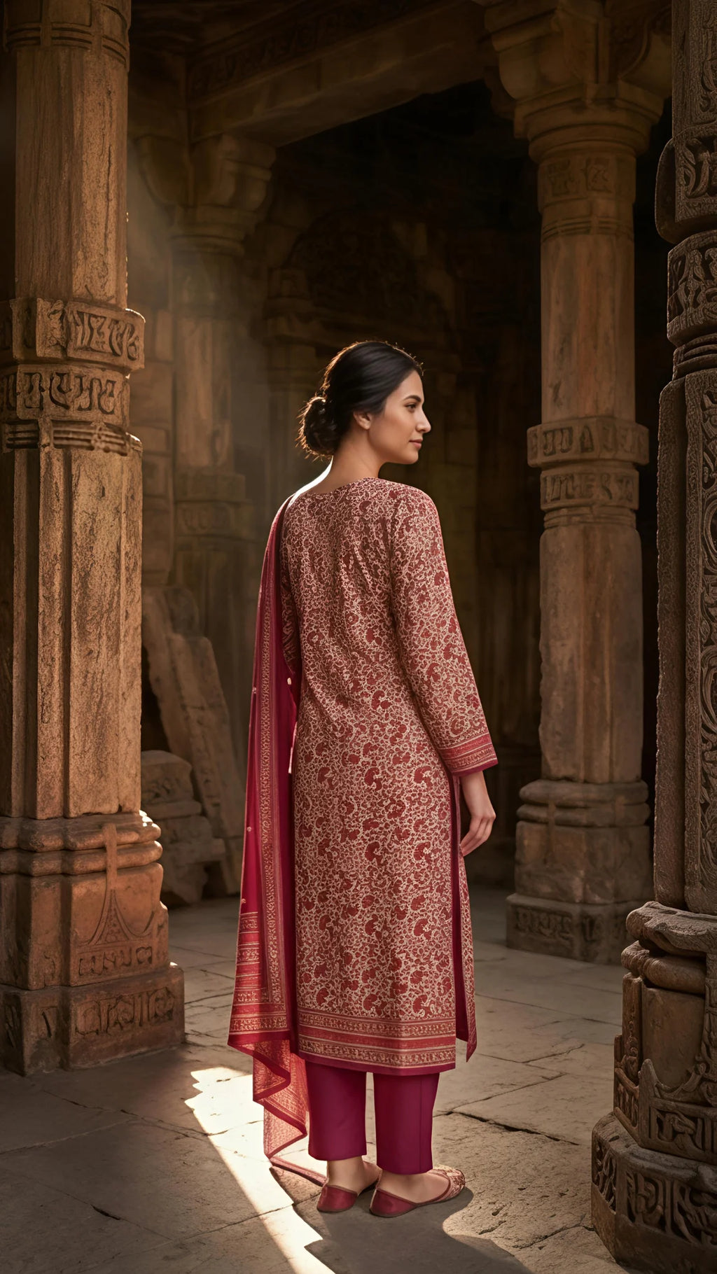 Royal Magenta Heritage Unstitched Suit Set