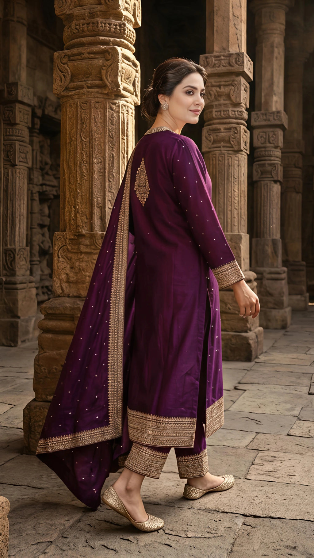 Royal Amethyst Embellished Suit Set
