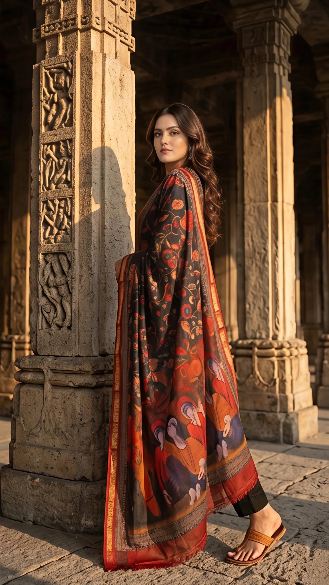 Midnight Noir Printed Elegance Suit Set