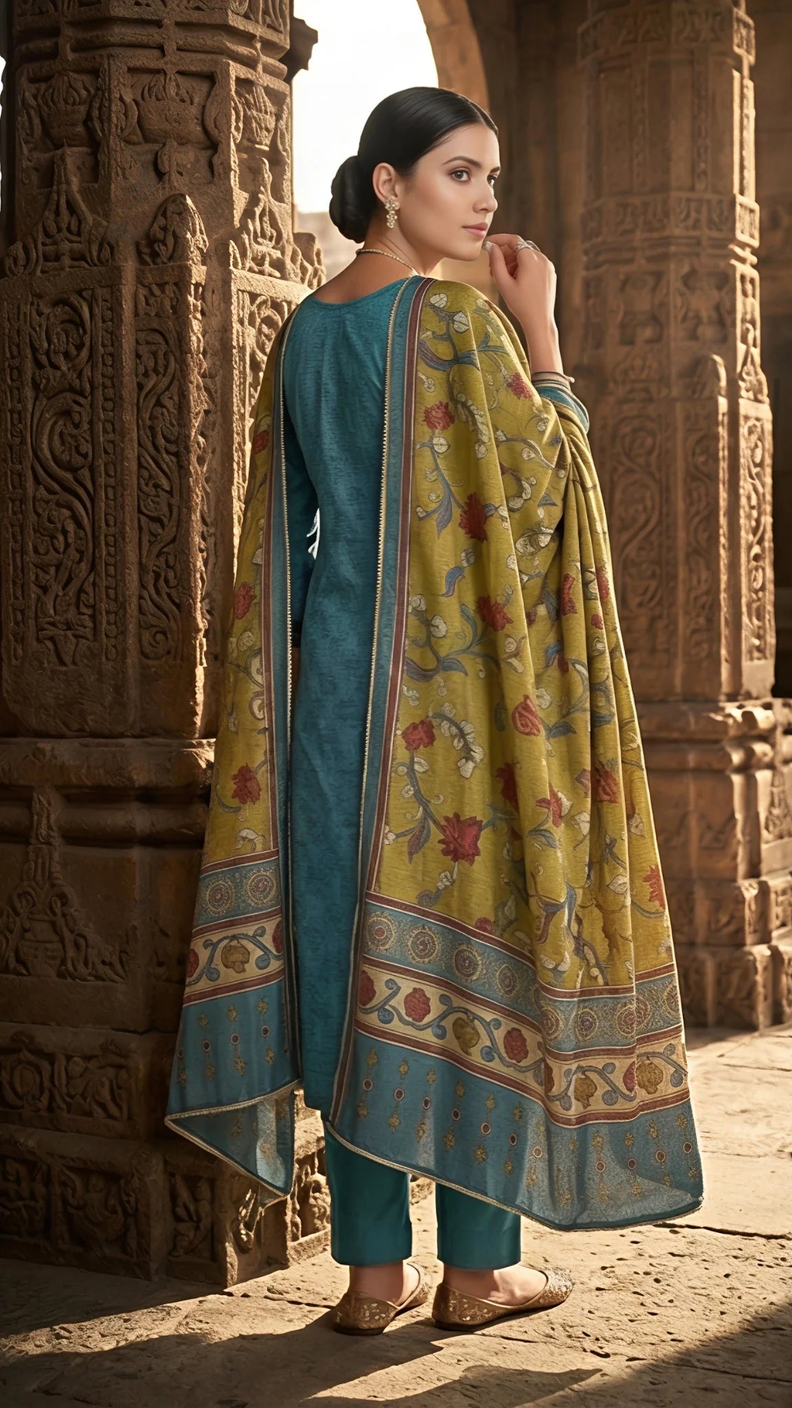 Teal Blossom Heritage Suit Set