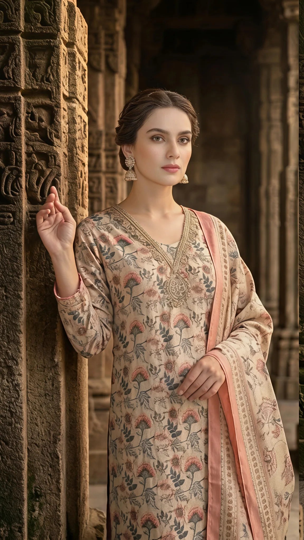 Ivory Bloom Printed Suit Set
