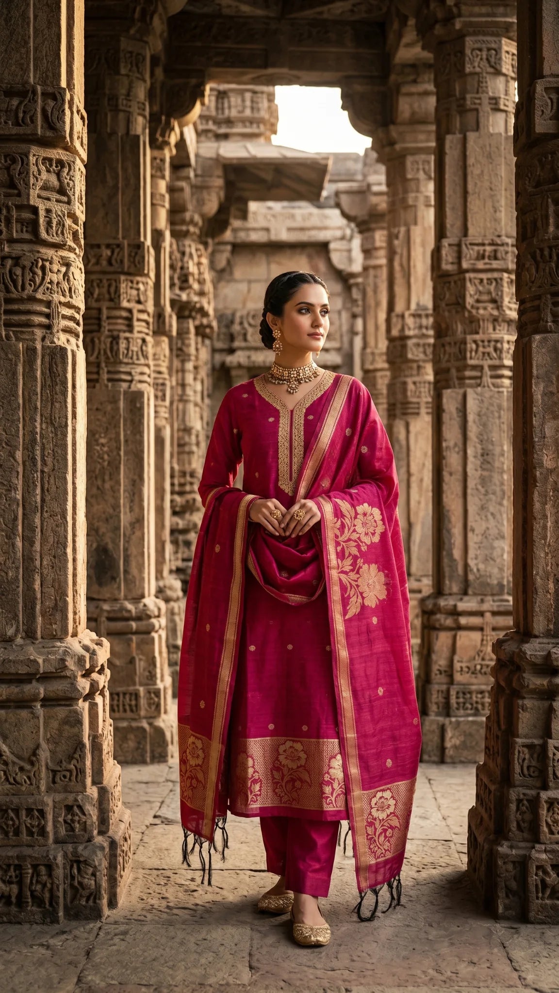 Rani Pink Regal Silk Suit Set
