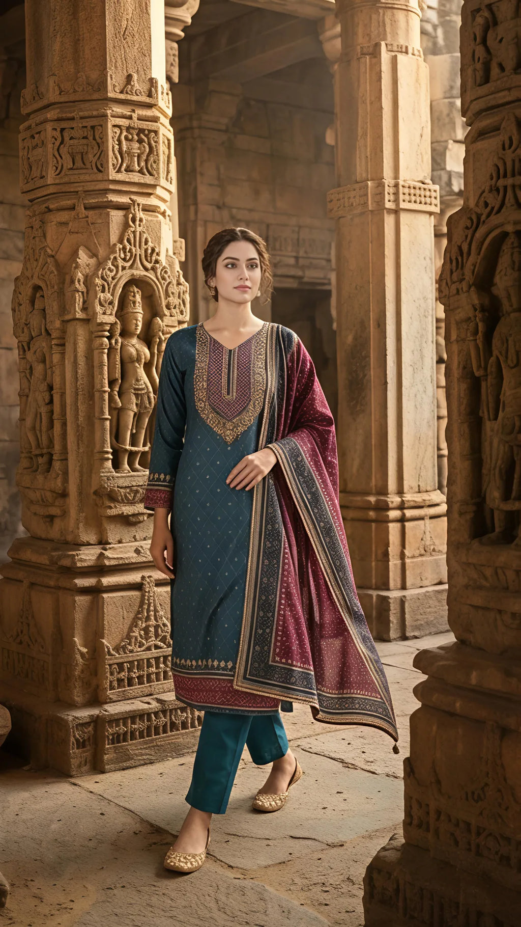 Teal Rajwada Heritage Suit Set