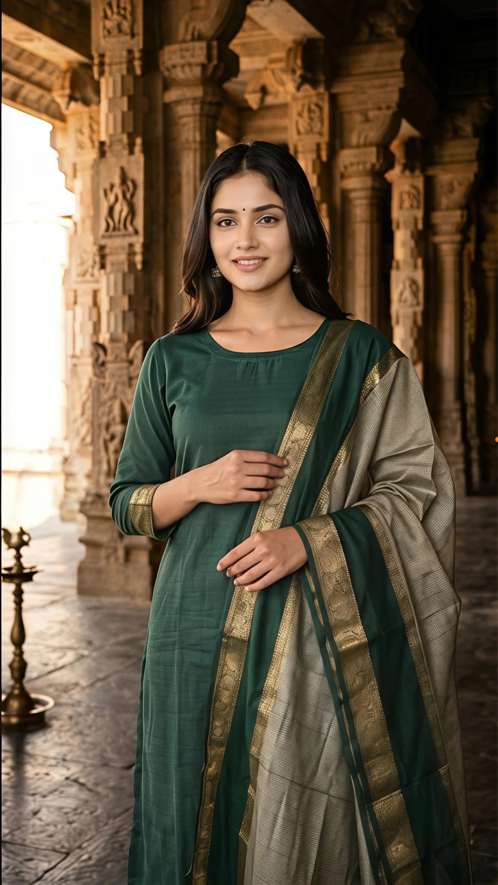 Emerald Rajsi Silk Suit Set