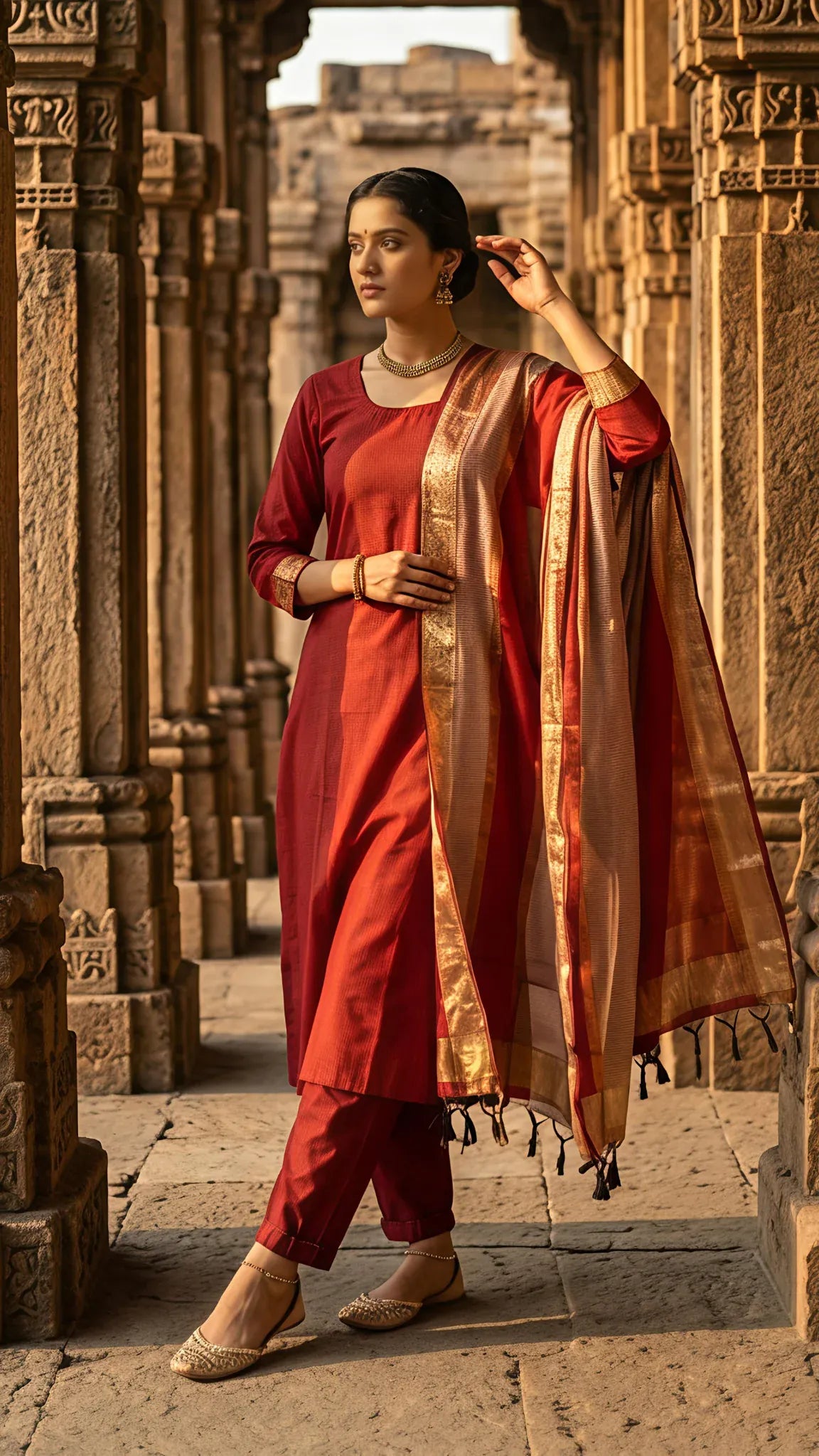 Crimson Kanchan Elegance Suit Set