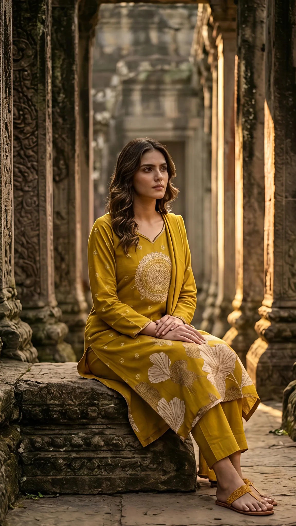 Mustard Heritage Bloom Suit Set