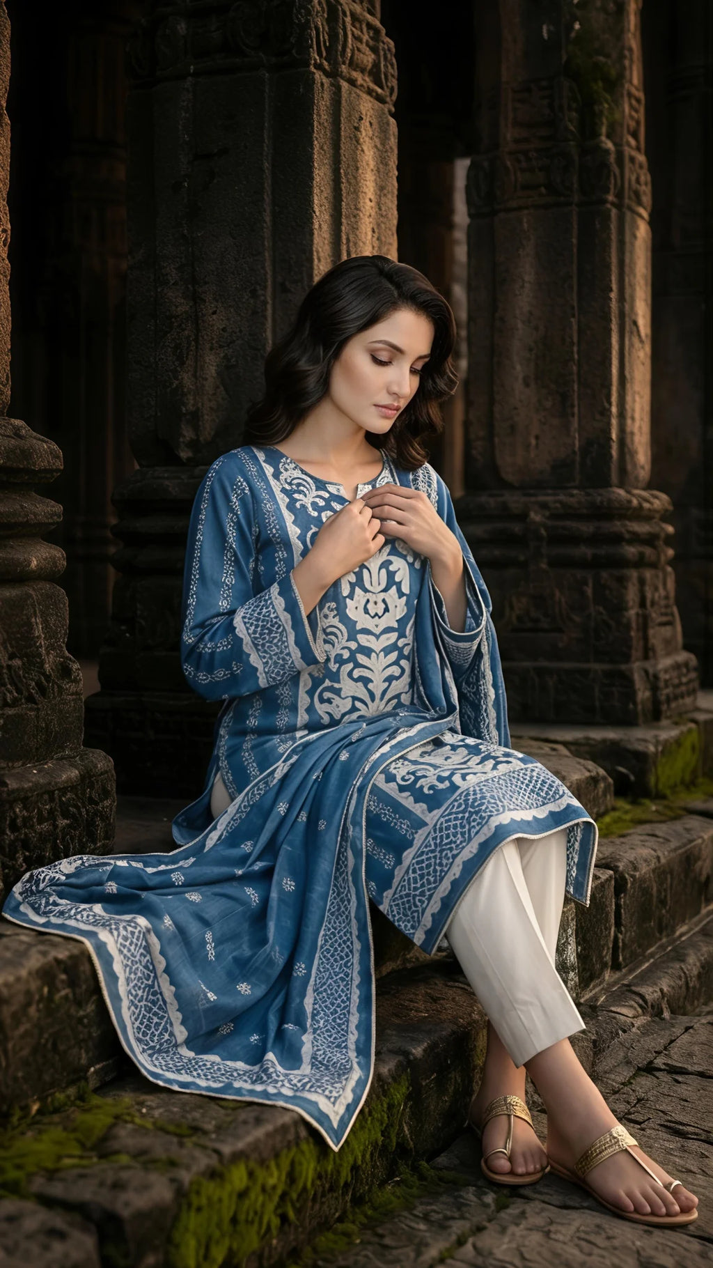 Neelika Ivory Print Suit Set