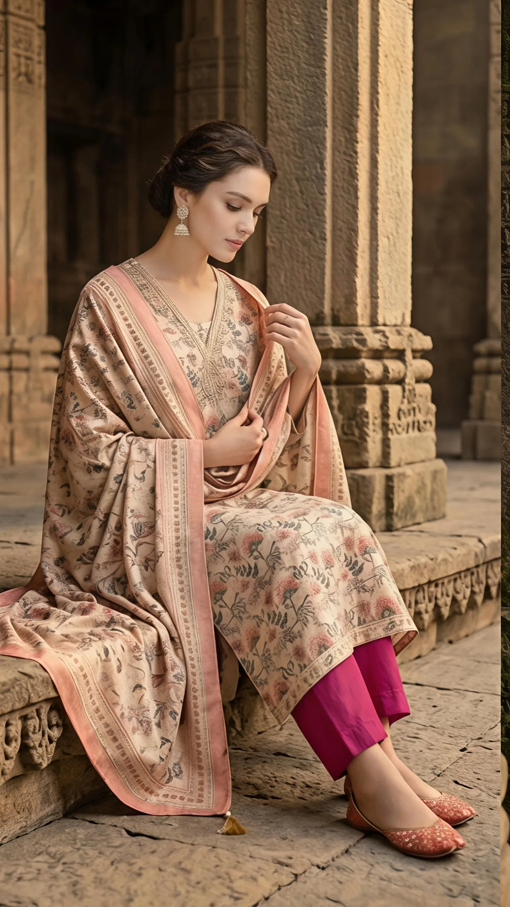 Ivory Bloom Printed Suit Set