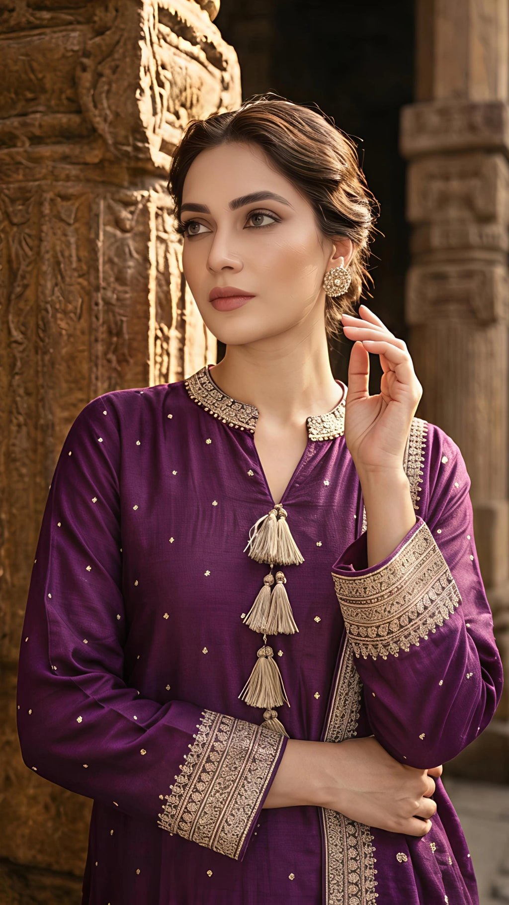 Royal Amethyst Embellished Suit Set