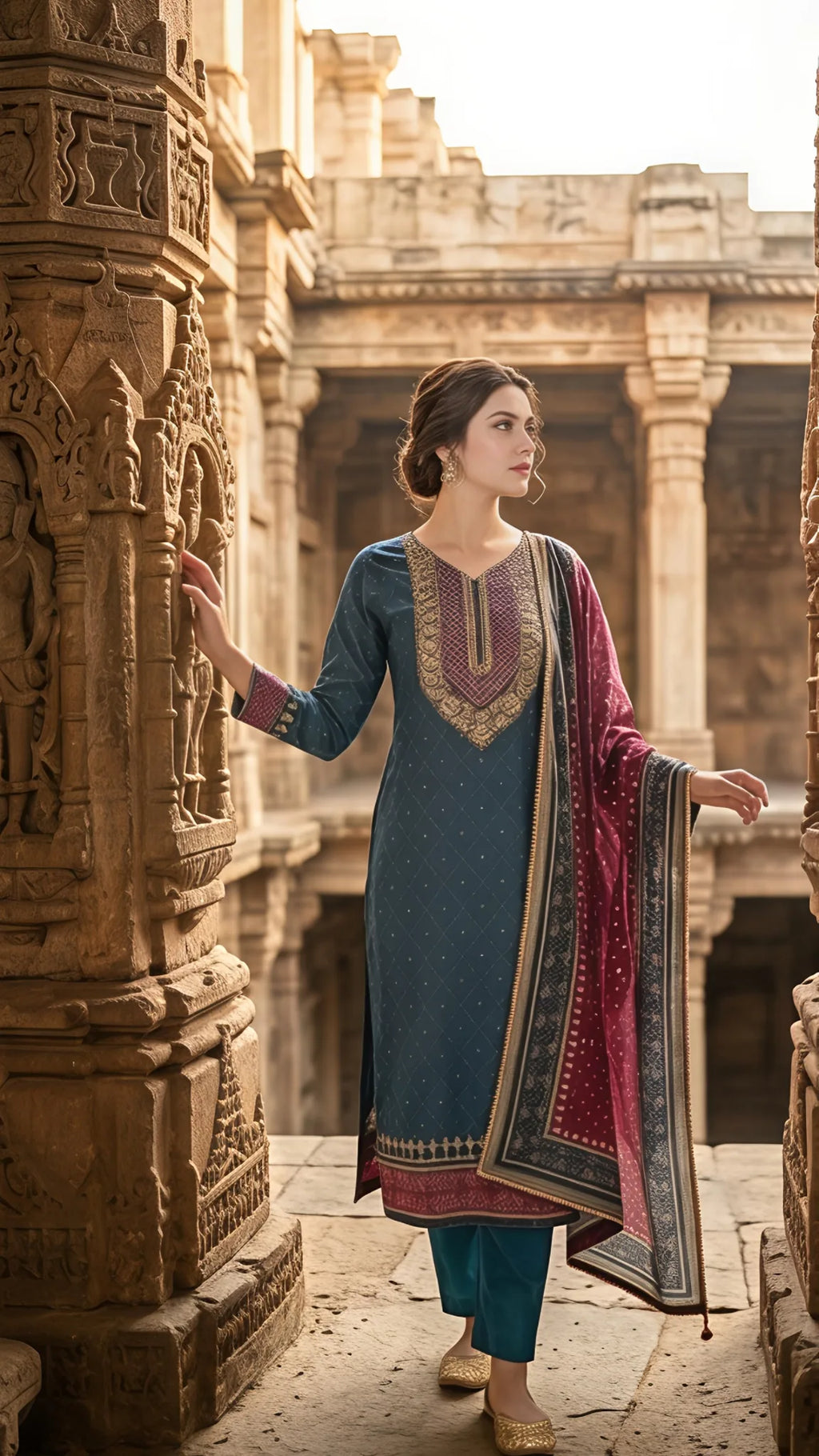 Teal Rajwada Heritage Suit Set
