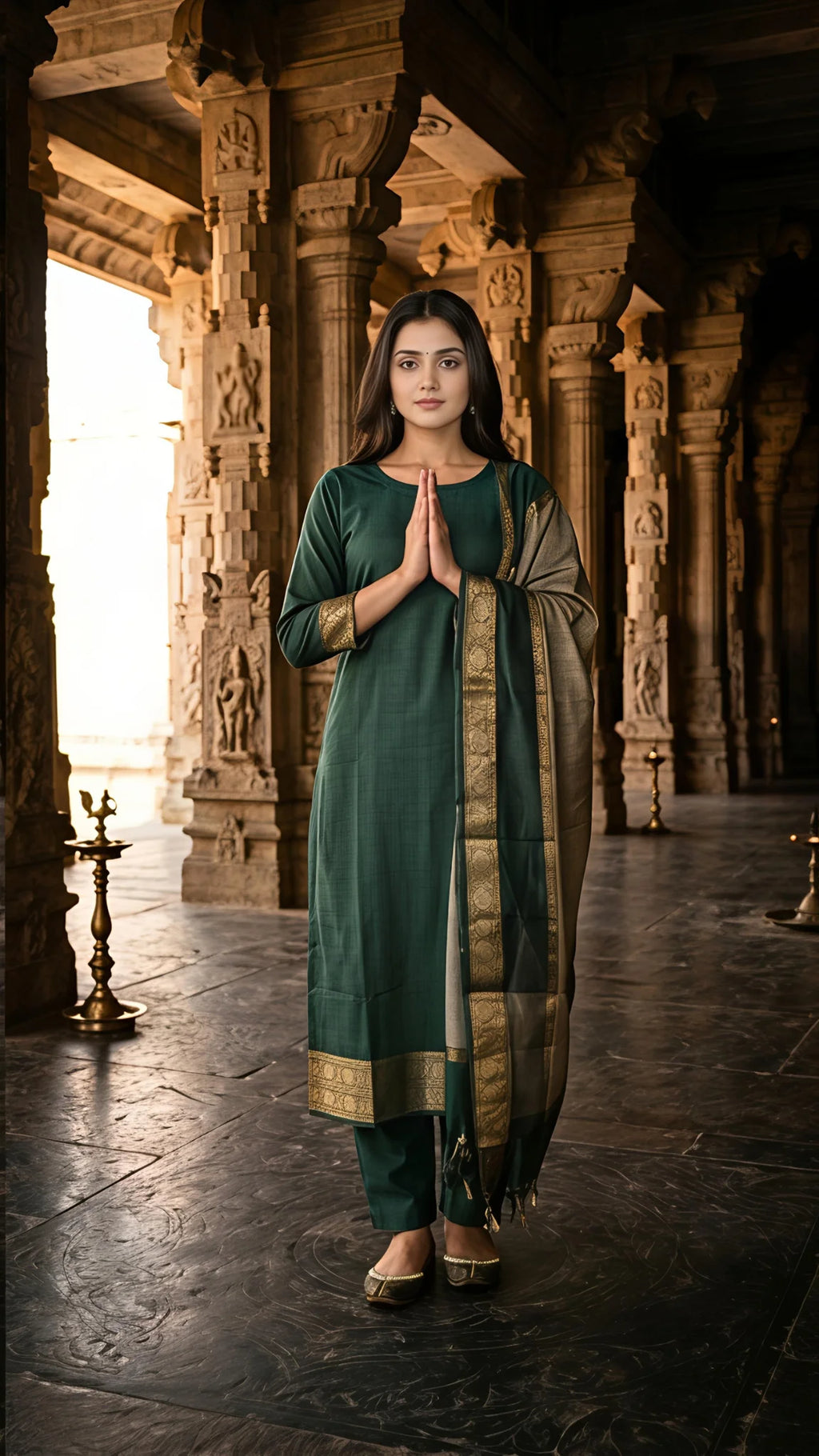 Emerald Rajsi Silk Suit Set