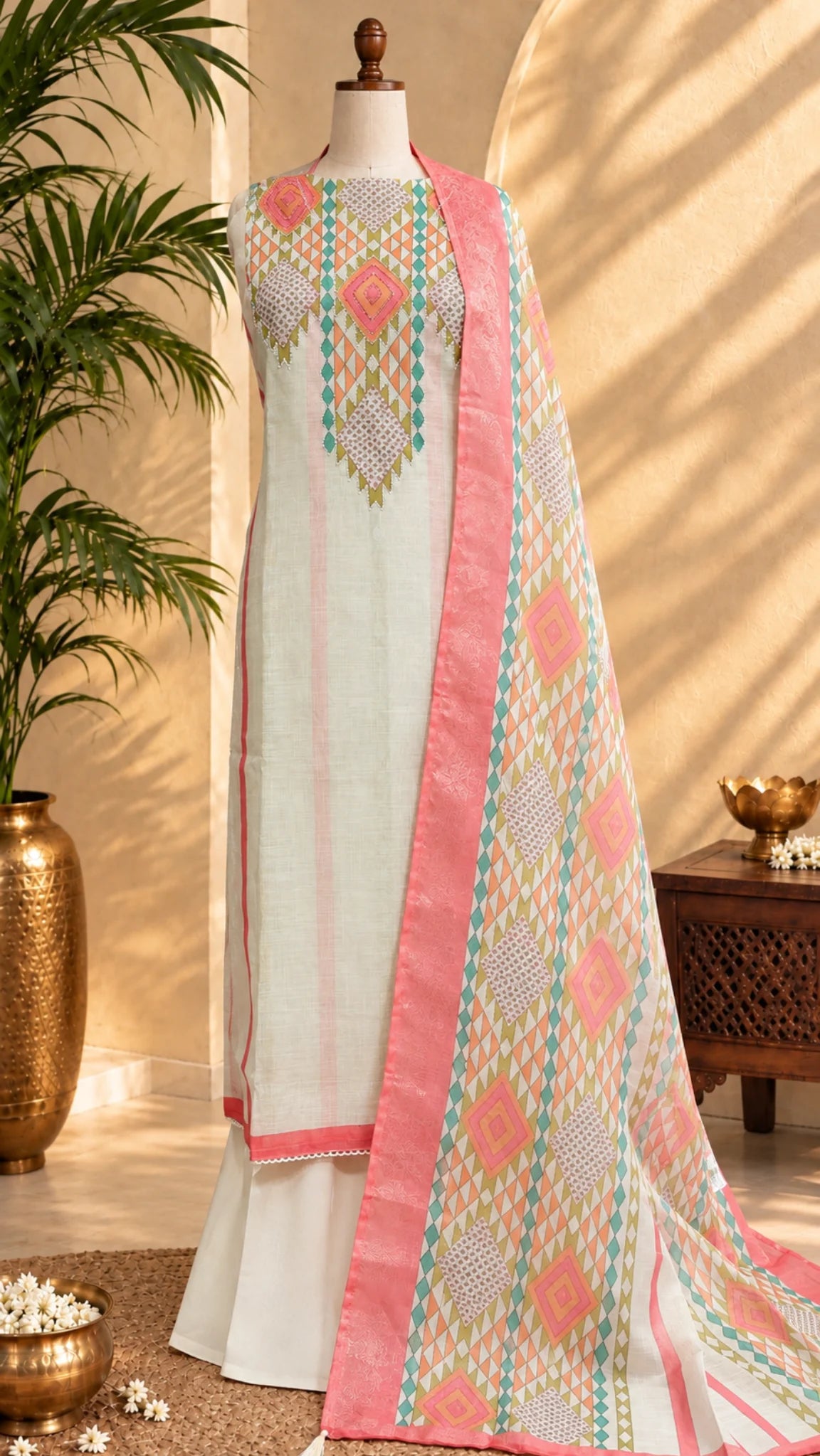 Graceful Pattern Unstitched Suit Set