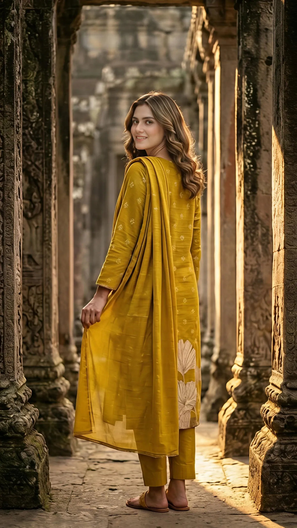 Mustard Heritage Bloom Suit Set