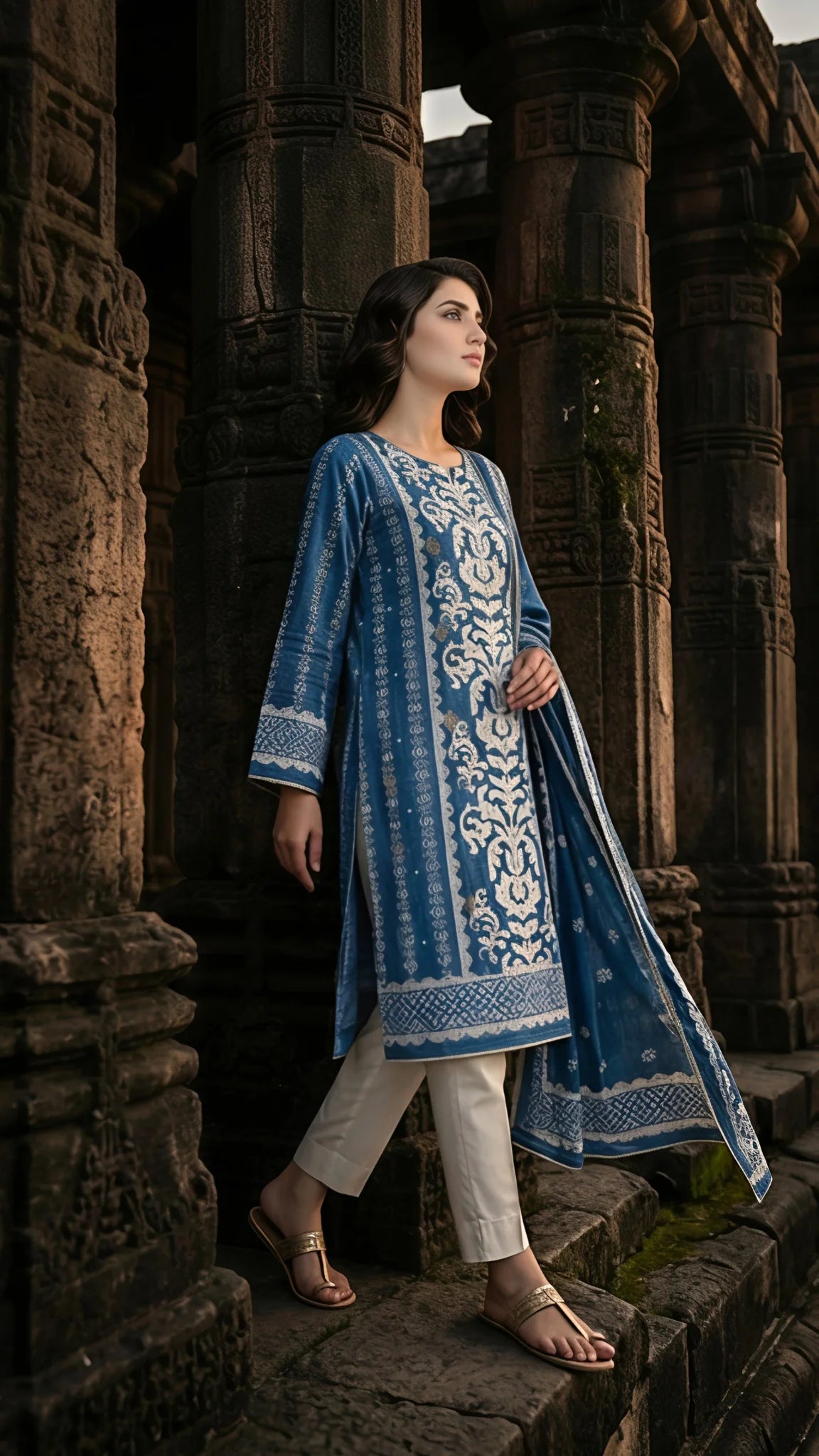 Neelika Ivory Print Suit Set