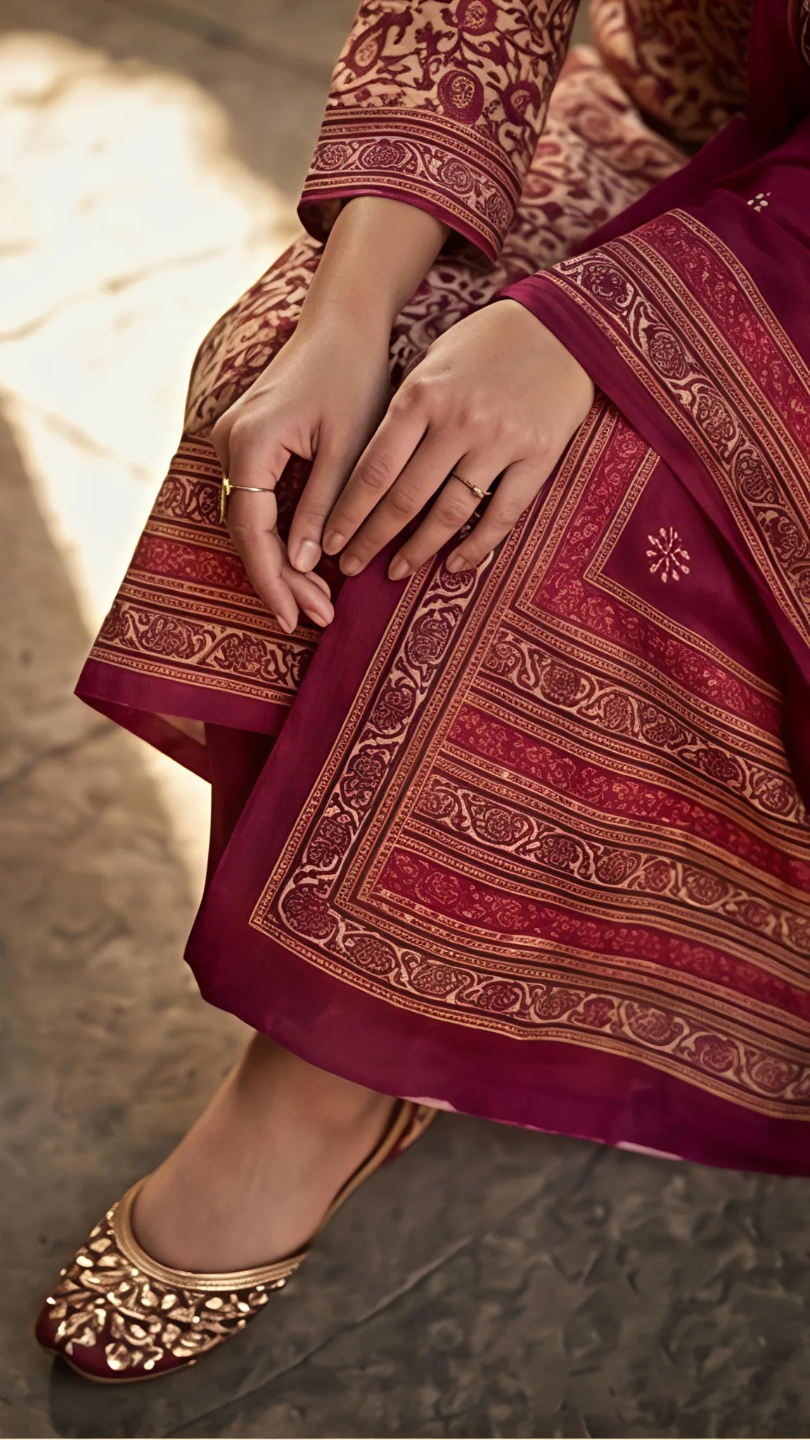 Royal Magenta Heritage Unstitched Suit Set