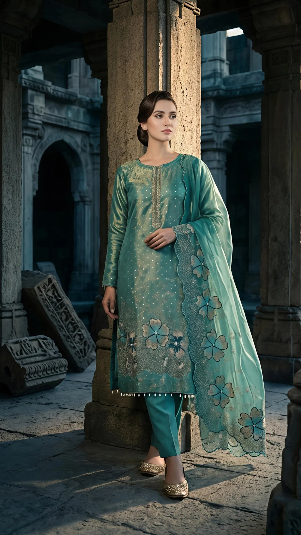 Aqua Meher Floral Grace Suit Set
