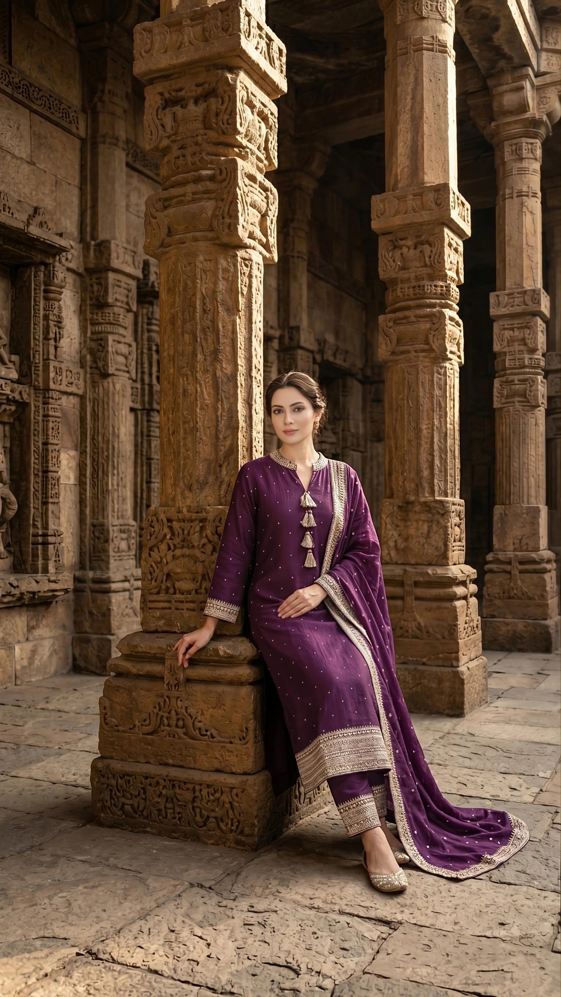 Royal Amethyst Embellished Suit Set