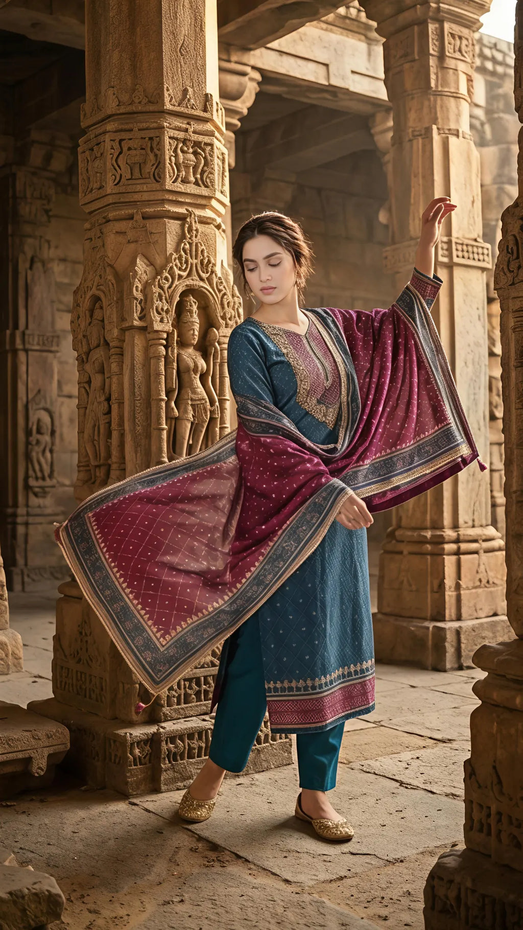 Teal Rajwada Heritage Suit Set
