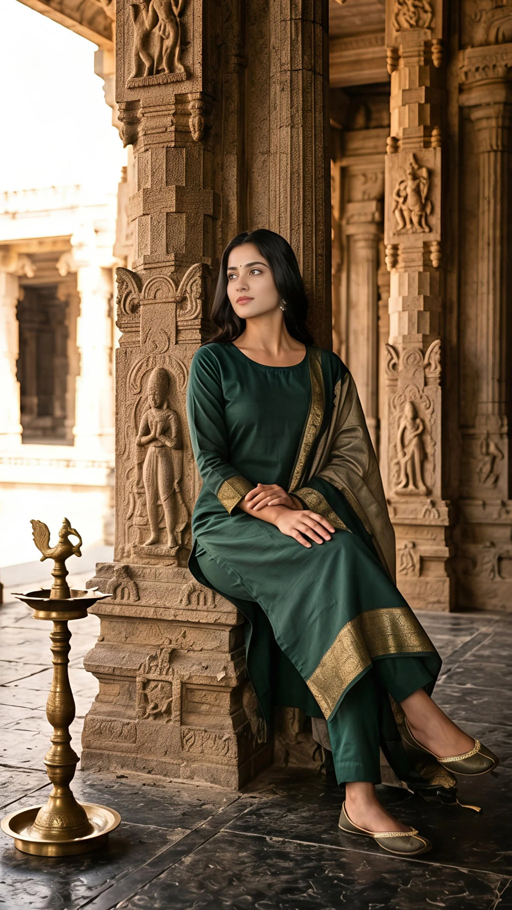 Emerald Rajsi Silk Suit Set