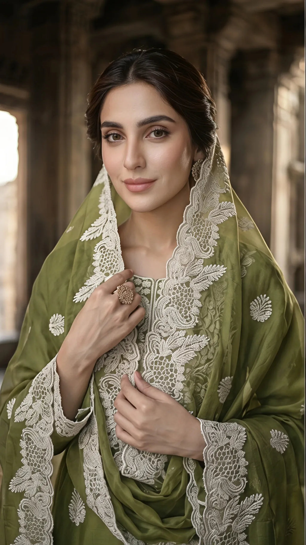 Olive Noor Lace Suit Set