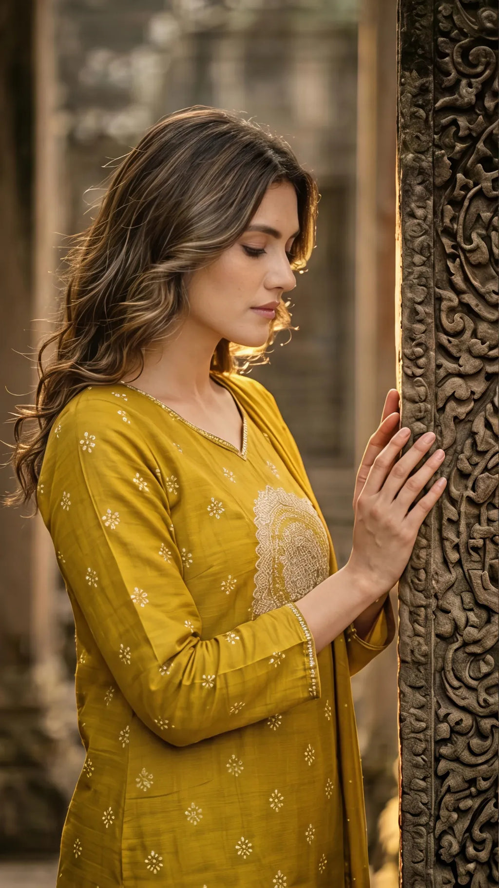 Mustard Heritage Bloom Suit Set