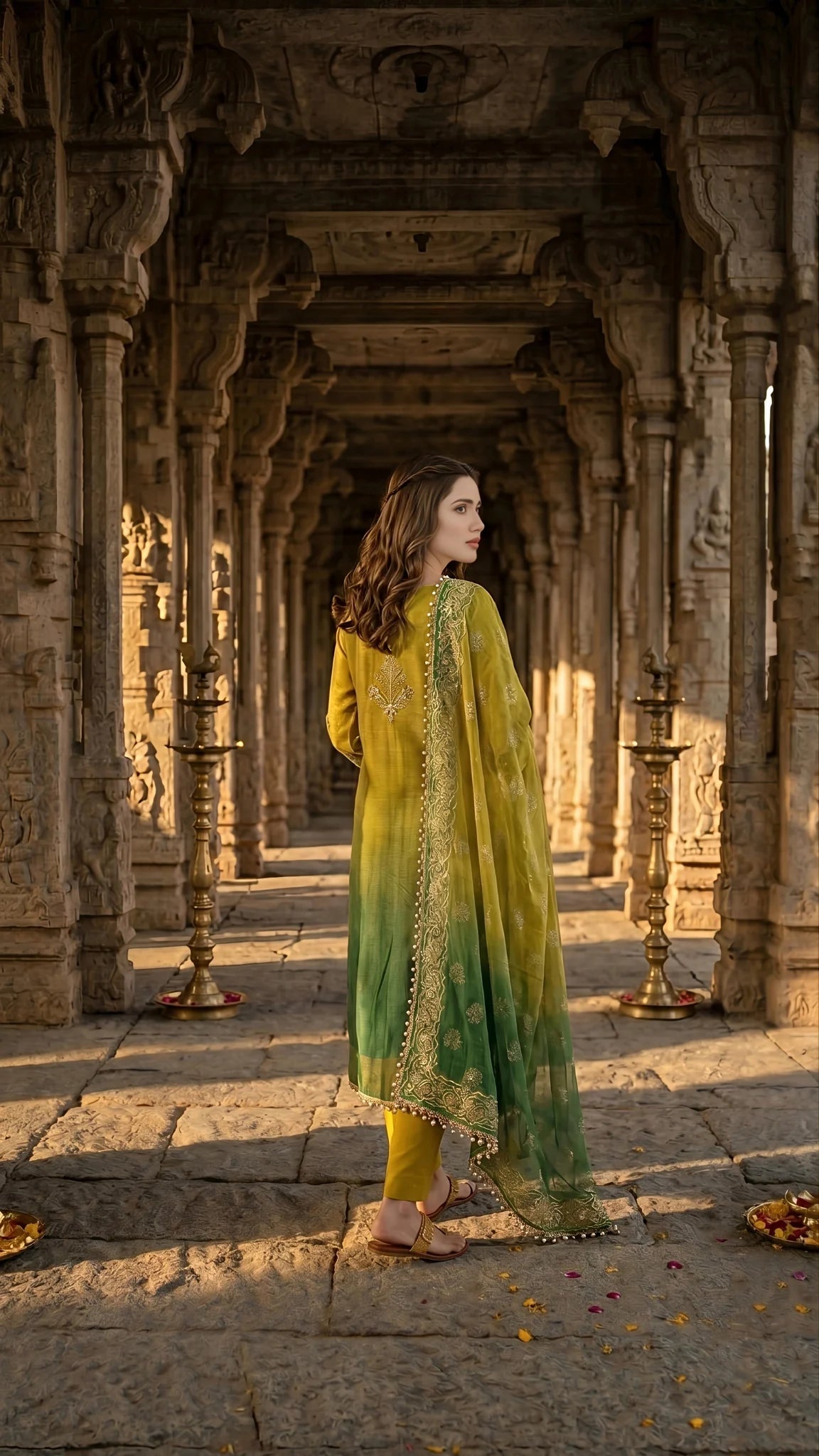 Olive Bloom Festive Suit Set