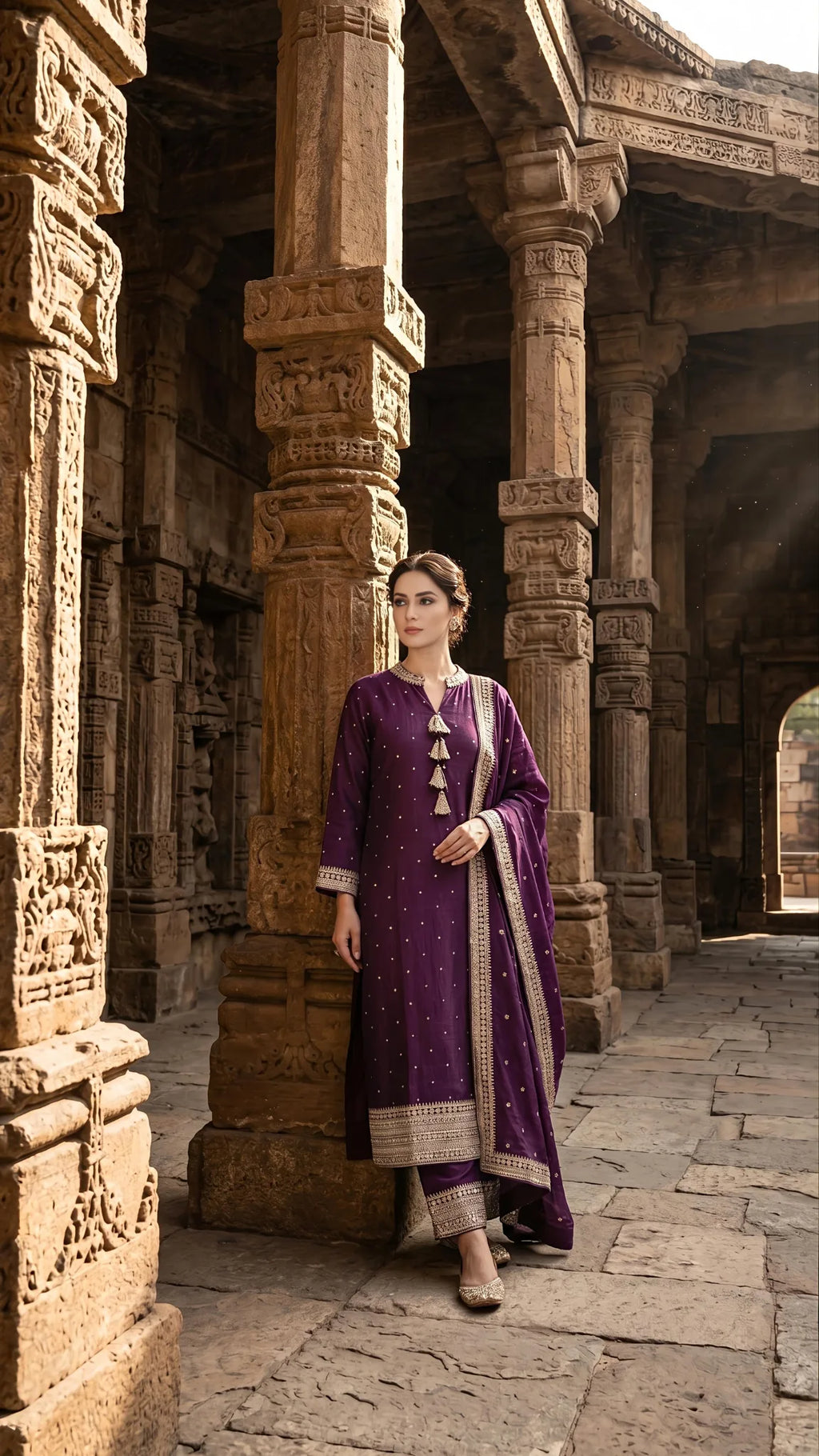 Royal Amethyst Embellished Suit Set