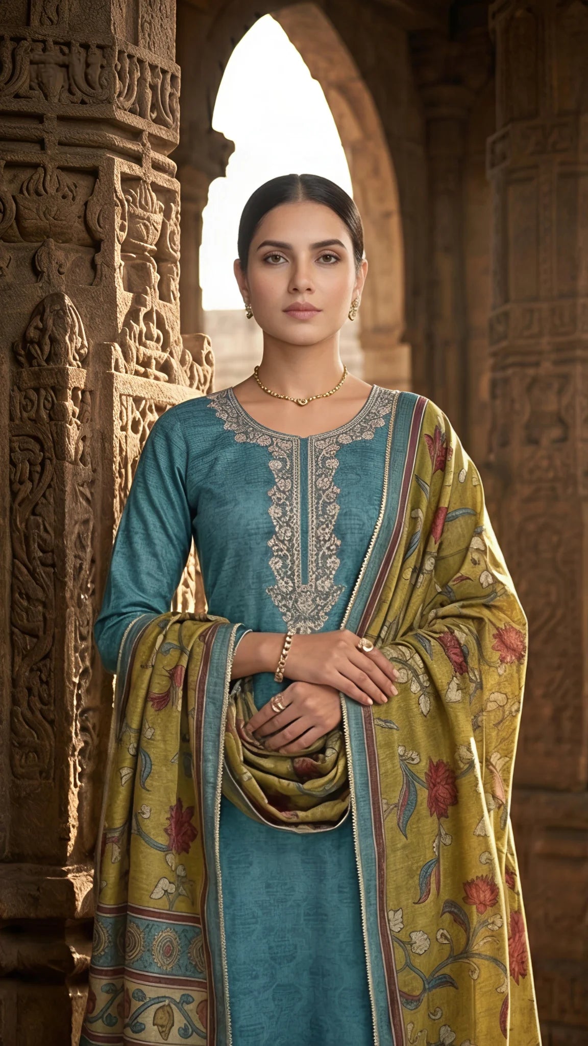 Teal Blossom Heritage Suit Set
