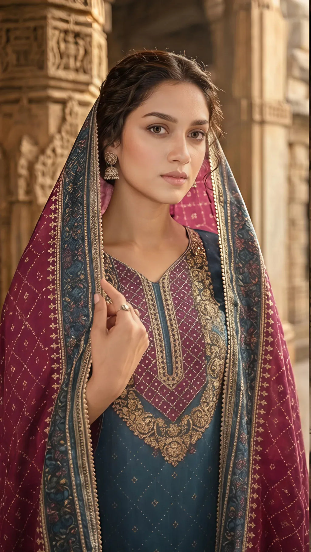 Teal Rajwada Heritage Suit Set