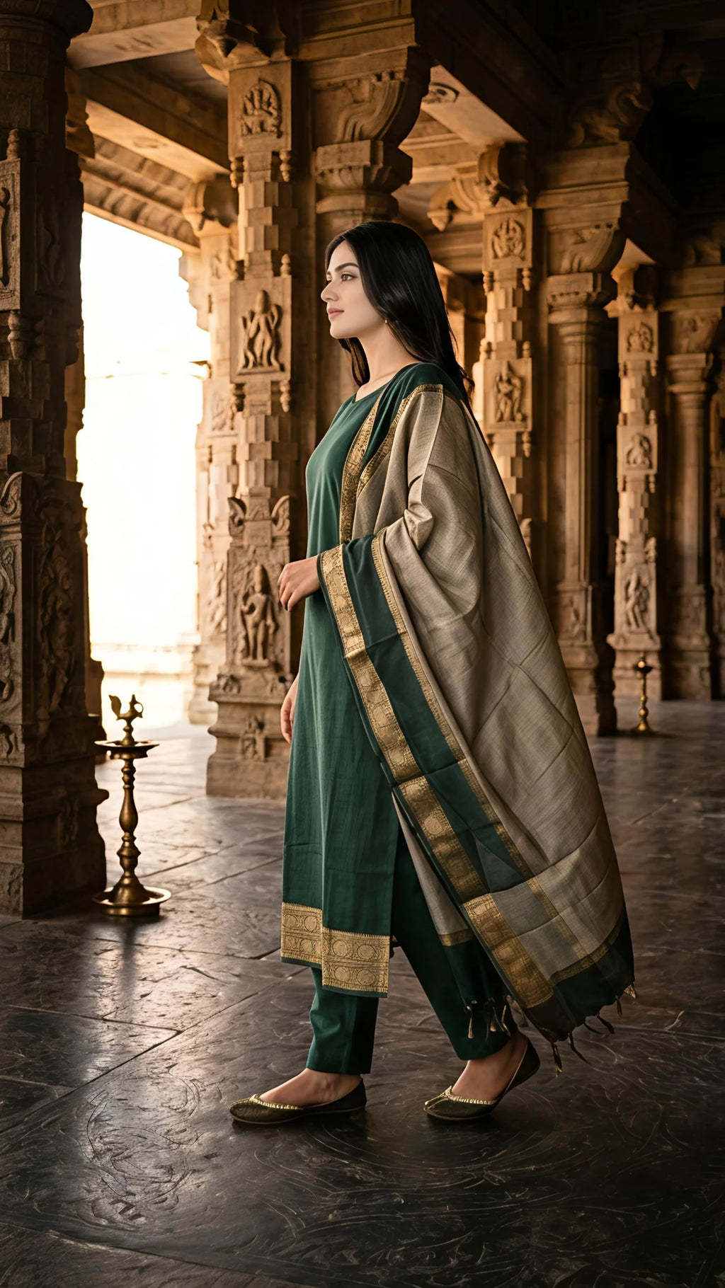 Emerald Rajsi Silk Suit Set
